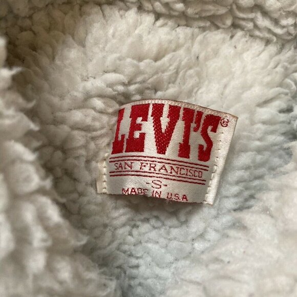 Vintage Levi’s Sherpa Jacket Raw DENIM Size Small - Picture 3 of 8